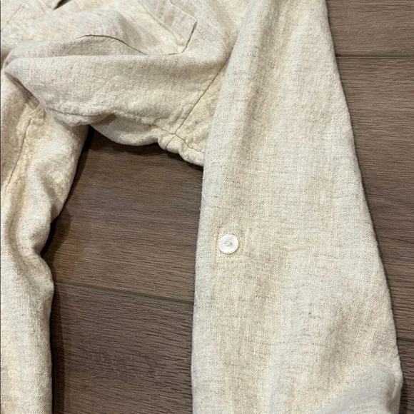 Abercrombie & Fitch Linen Blend Cream Long Sleeve Shirt Dress (Belt Missing) XS - Picture 11 of 12